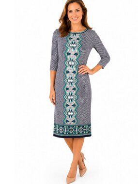 Max Studio Patterned Dress Long Sleeve Size Large